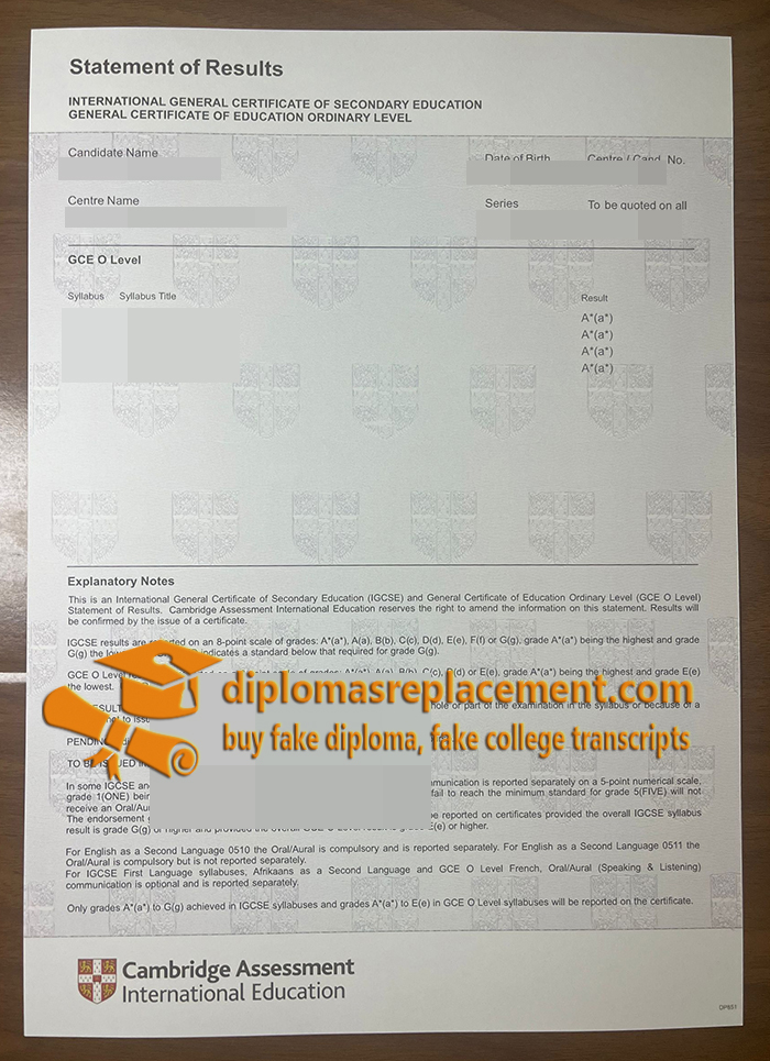 Cambridge GCE O Level Certificate