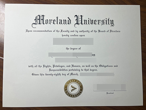 Moreland University diploma-1