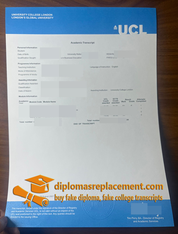 UCL transcript