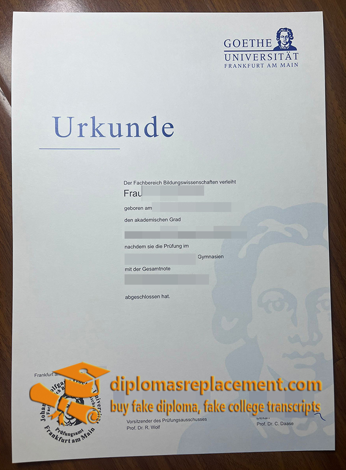 Goethe University Frankfurt Urkunde