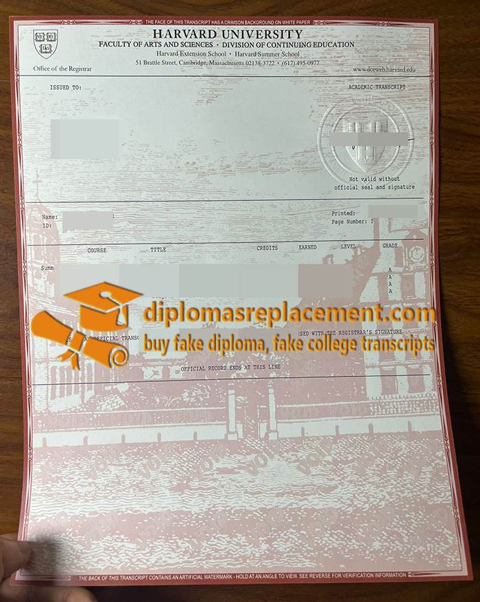 Harvard University Extension School transcript