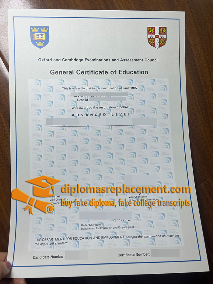 Oxford and Cambridge GCE Certificate