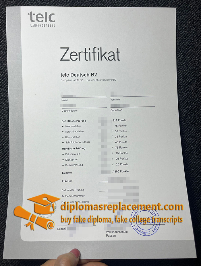 telc Deutsch B2 Zertifikat