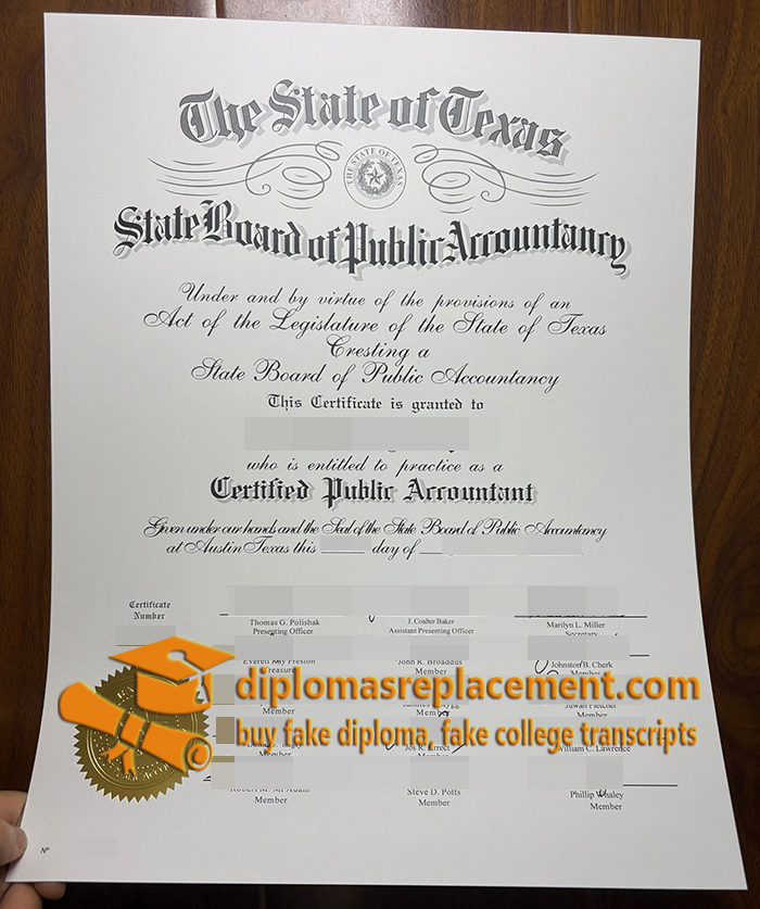Texas CPA Certificate