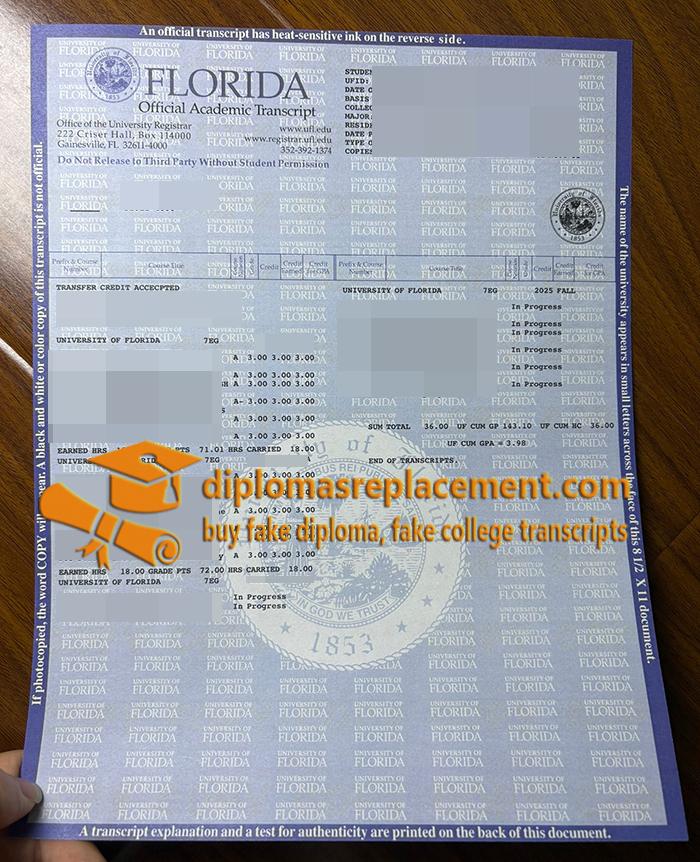 University of Florida transcript