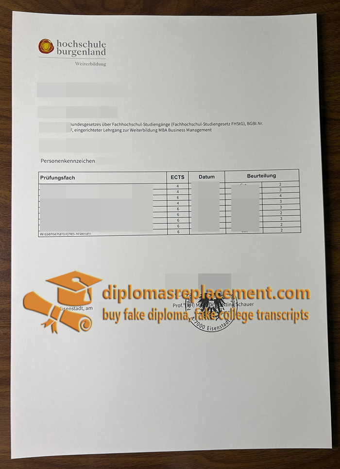 hochschule Burgenland transcript