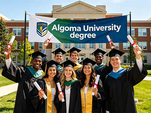 Algoma University Degree Graduation Celebration - Students Holding Diplomas