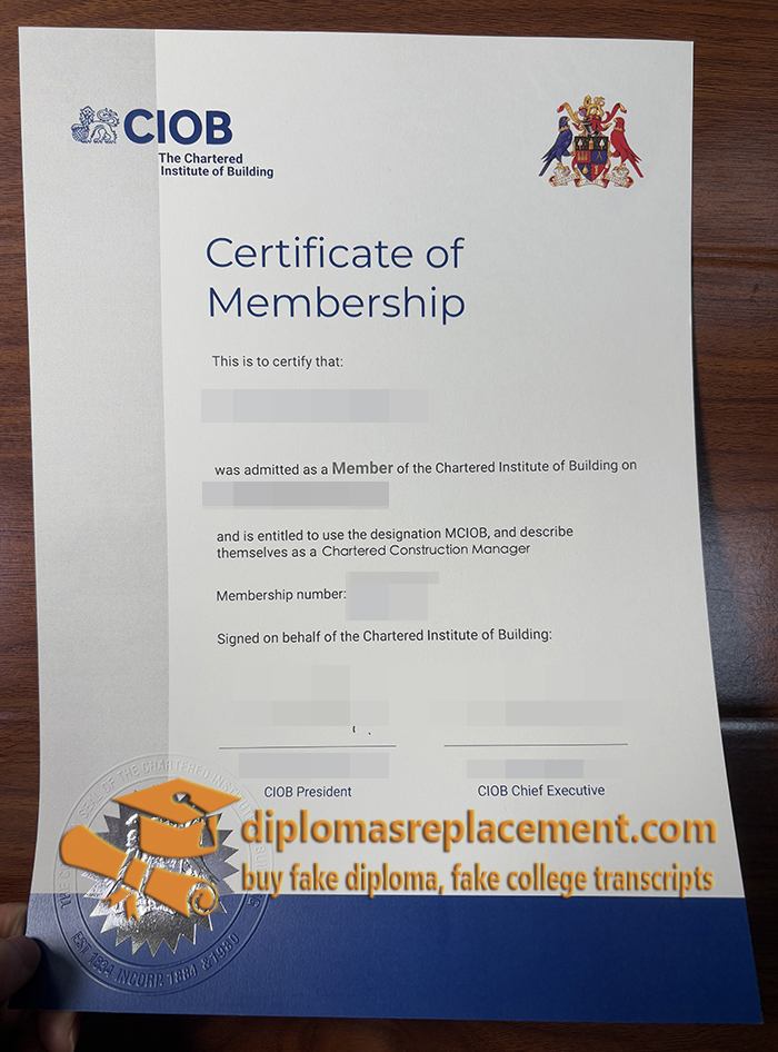 CIOB Certificate of Membership