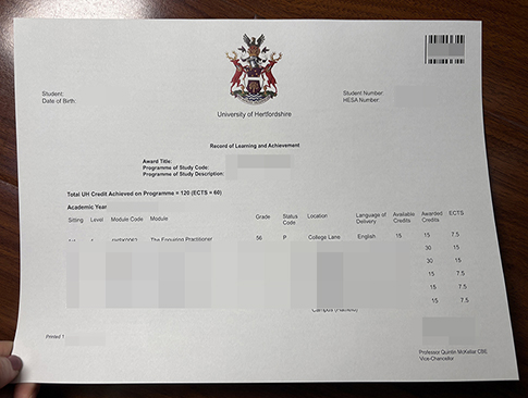 University of Hertfordshire Academic transcript-1