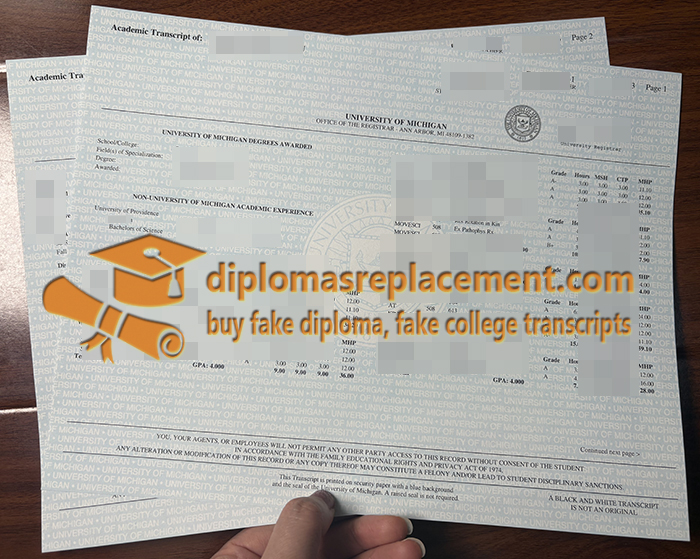 University of Michigan transcript